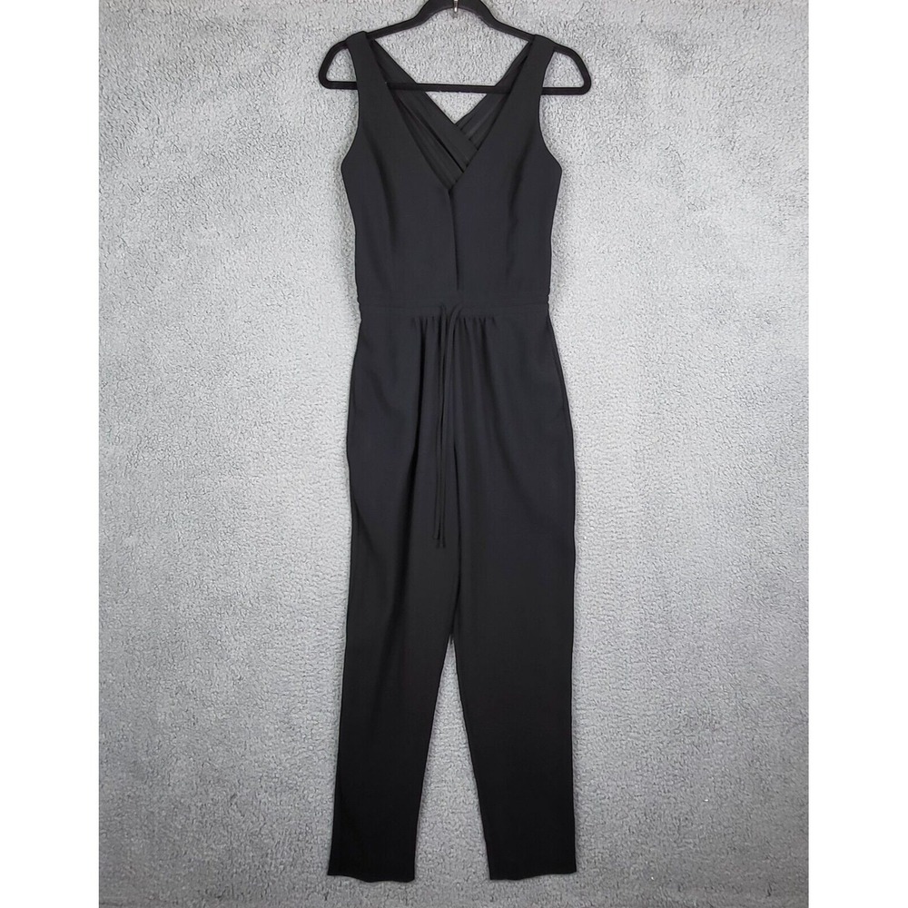 Sam Edelman Women's black V-neck Tie Waist Sleeveless Jumpsuit Size XS